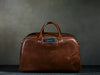 brown leather weekender bag 