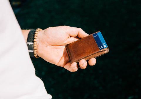 leather money clip with credit card slots
