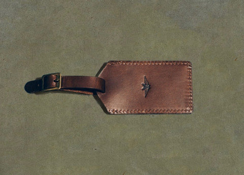 brown leather luggage tag
