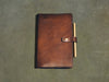 handstitched brown leather journal cover