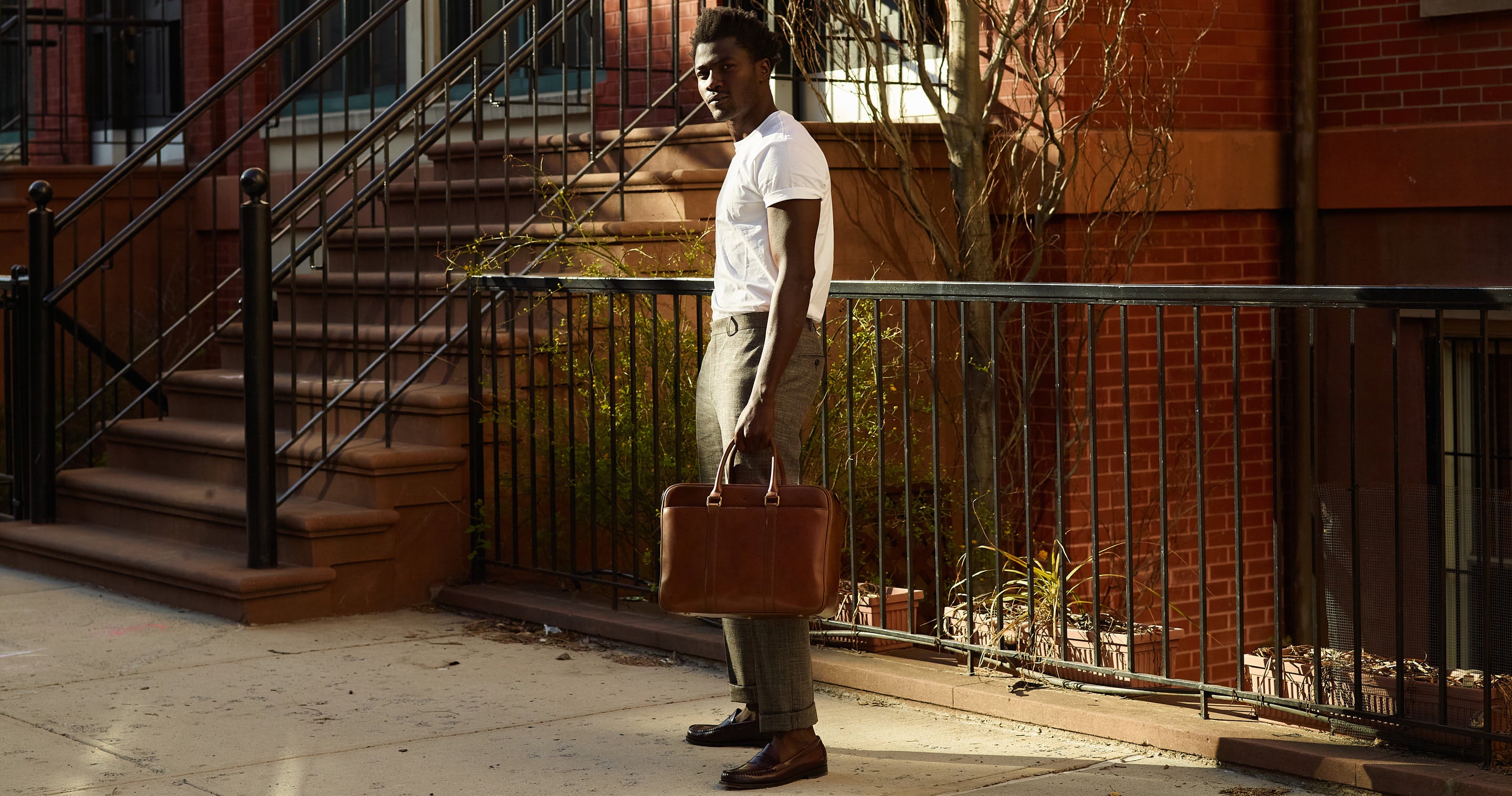 Brown Leather Zippered Briefcase - Satchel & Page Men's Briefcase