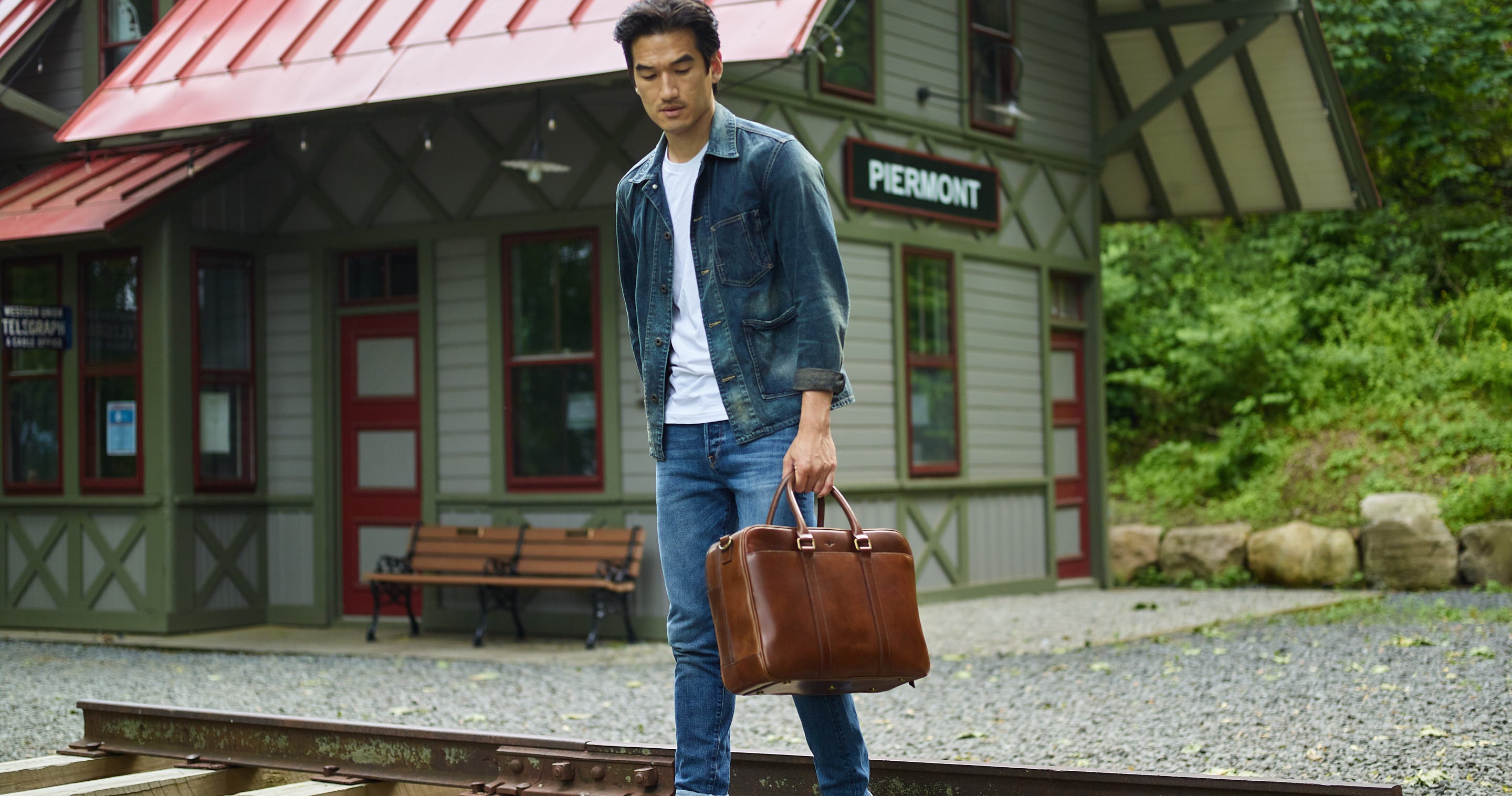 Brown Leather Zippered Briefcase - Satchel & Page Men's Briefcase