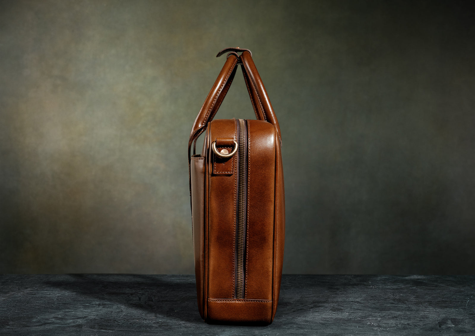 Brown Leather Zippered Briefcase - Satchel & Page Men's Briefcase