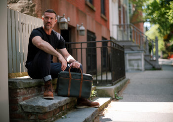 green waxed canvas briefcase