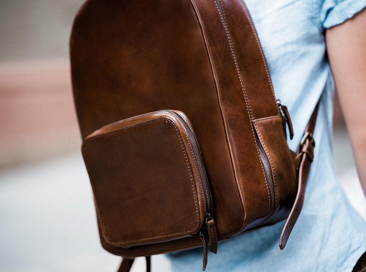 Leather Backpack, Men's Brown Leather Laptop Backpack from Satchel & Page