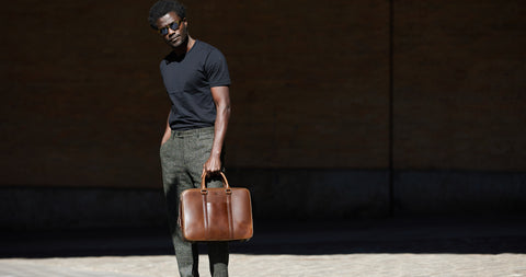 Brown Leather Classic Briefcase - Satchel & Page Men's Briefcase