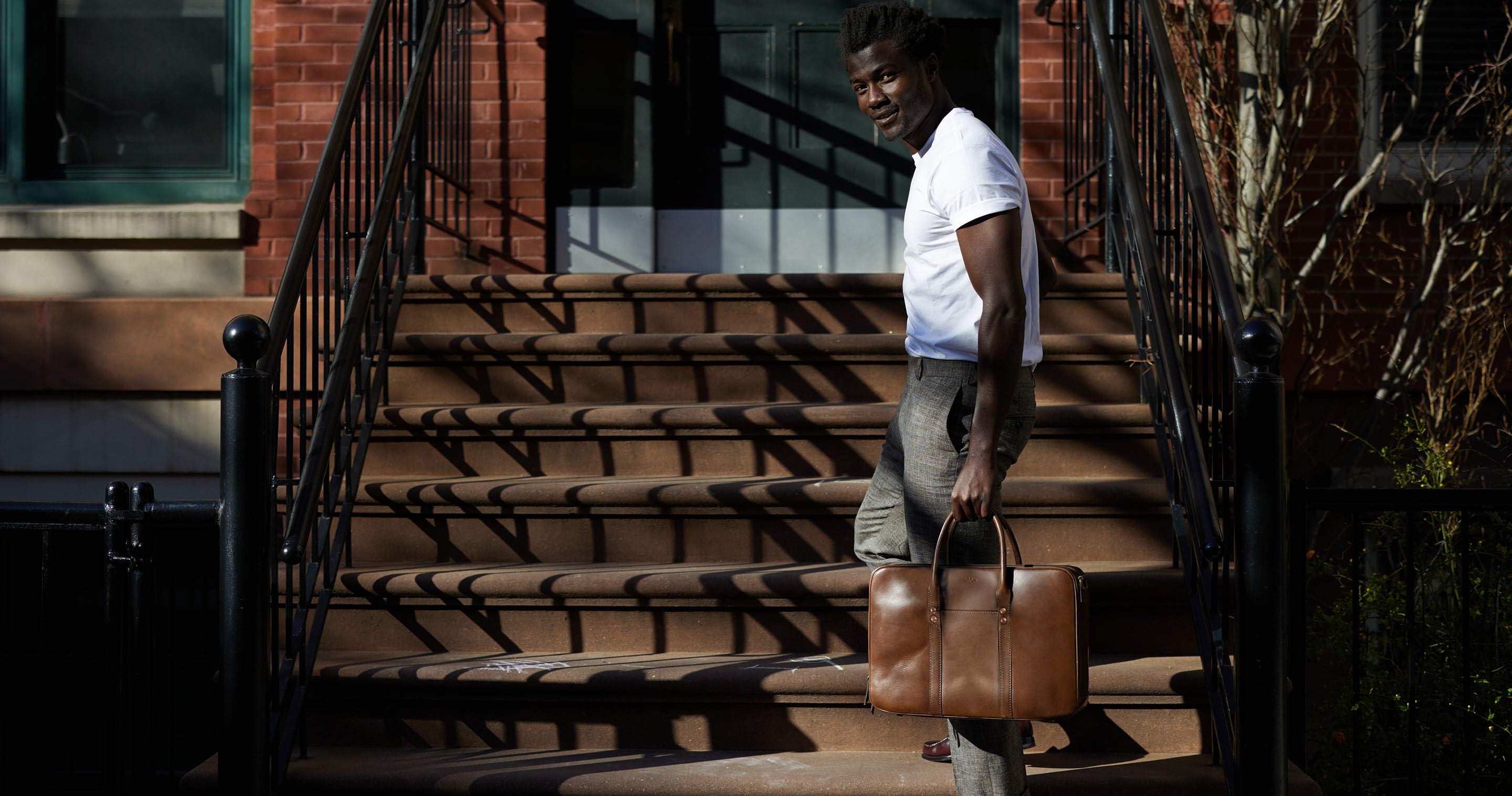 Brown Leather Zippered Briefcase - Satchel & Page Men's Briefcase