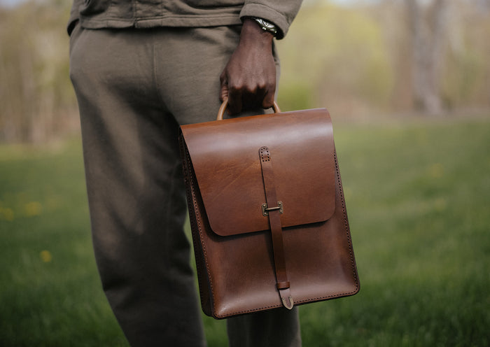 Lucien Satchel bag - Black- Men's bag - Leather satchel bag - Made in France