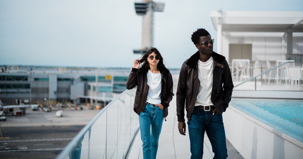 leather bomber jacket shearling wool collar Satchel & Page