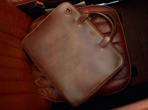 Leather Briefcase, Men's Brown Leather Laptop Bag from Satchel & Page