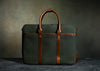 green waxed canvas briefcase