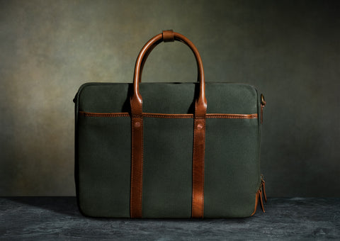 Green Leather spacious business briefcase
