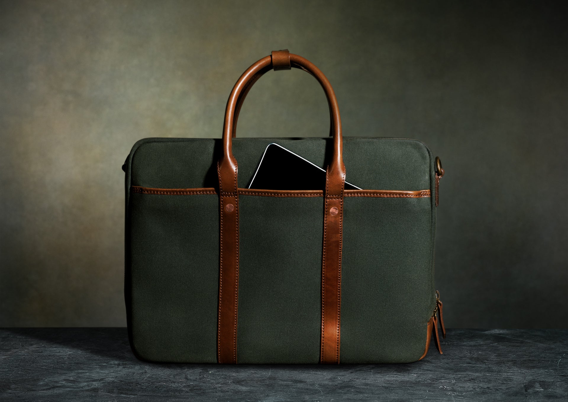 Waxed Canvas Briefcase Satchel Page Men's Briefcase