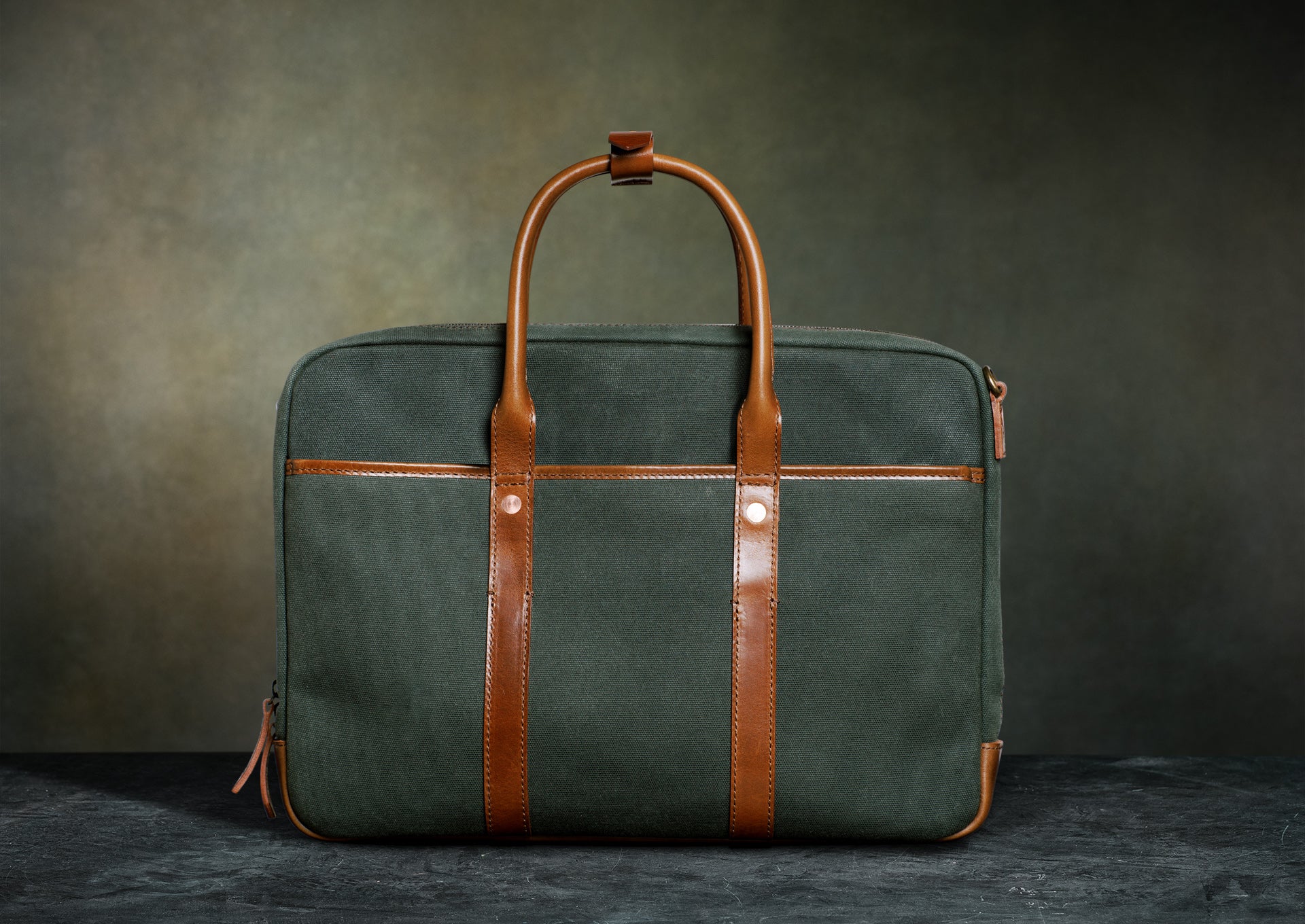 Slim Waxed Canvas Briefcase - Satchel & Page Men's Briefcase
