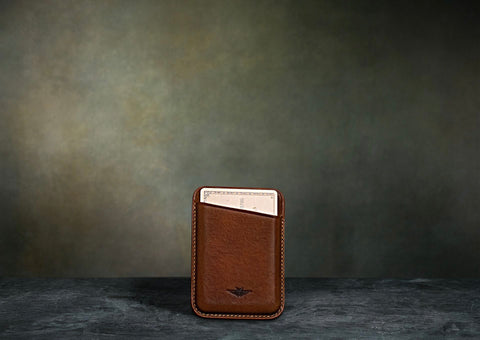 Vegetable tanned mag safe wallet for iPhone case