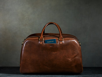 Leather Duffle Bag Men's Brown Weekender Bag from Satchel