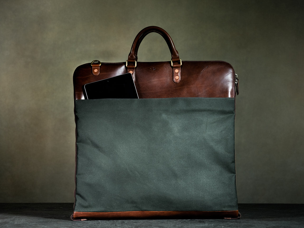 leather garment bag