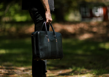 Brown Leather Zippered Briefcase - Satchel & Page Men's Briefcase