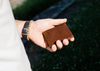 model carrying leather card wallet