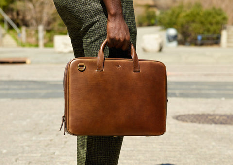 Italian full grain leather briefcase
