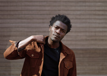 coolest men's suede button jacket