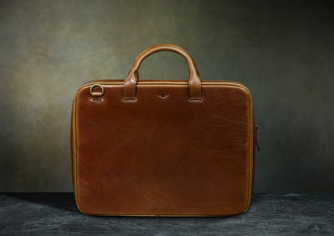 brown leather portfolio briefcase