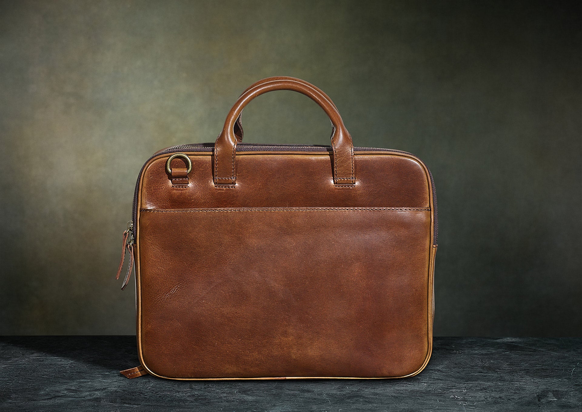 Brown Solid Mens Leather Executive Bag, Size: 39 X 9 X 29 cm