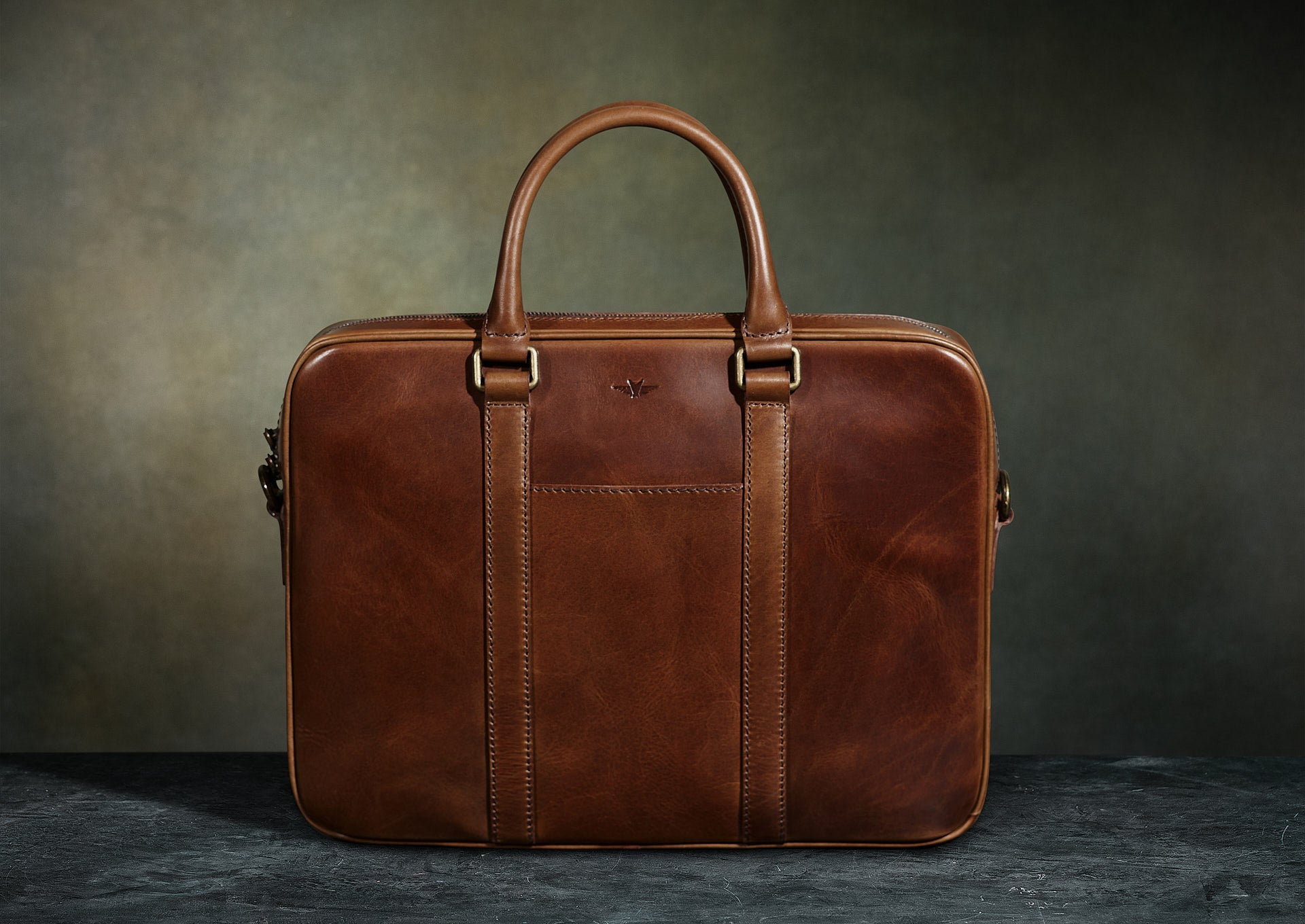 Brown Leather Slim Briefcase - Men's Briefcase from Satchel & Page