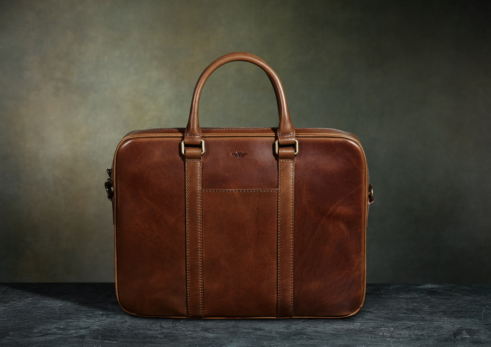 John & Paul Slim Cognac Leather Briefcase 2.0 - John & Paul
