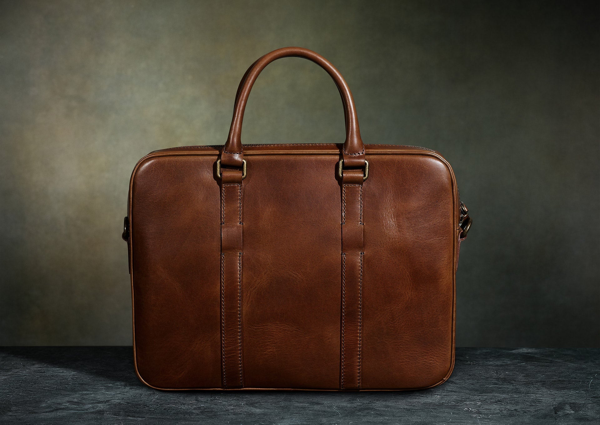 Brown Leather Slim Briefcase - Men's Briefcase from Satchel & Page