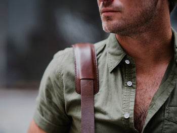 padded leather shoulder strap