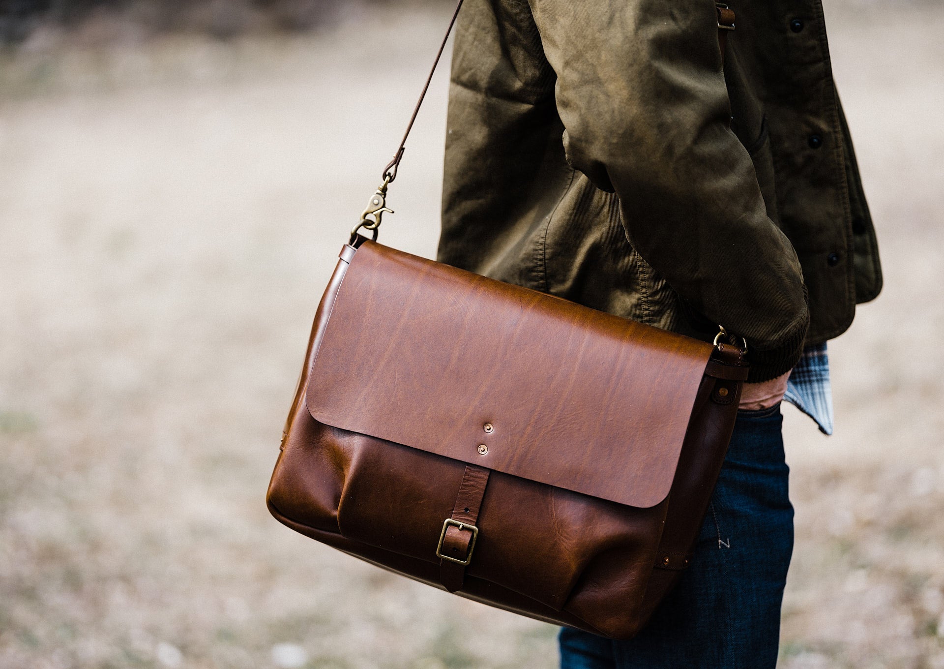 Men's Messenger Genuine Leather Satchel Briefcase Satchel