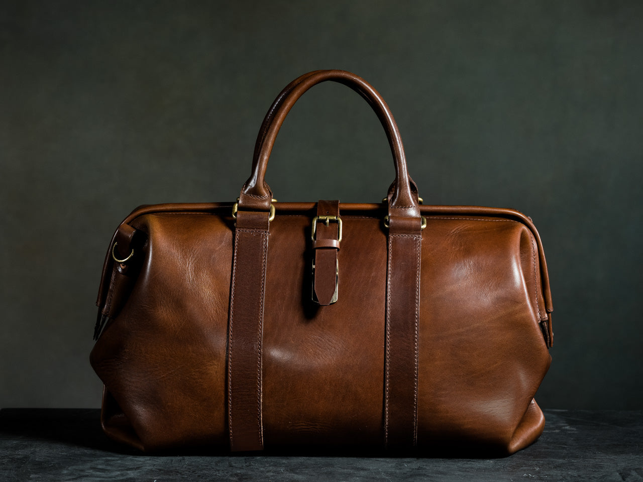 Large German Leather Gladstone Bag 