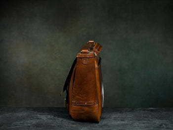 Roosevelt Buffalo Leather Satchel Messenger Bag | Amber Brown