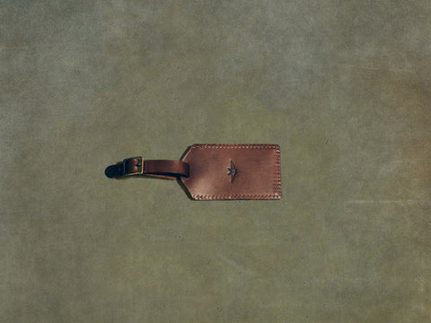 brown leather luggage tag
