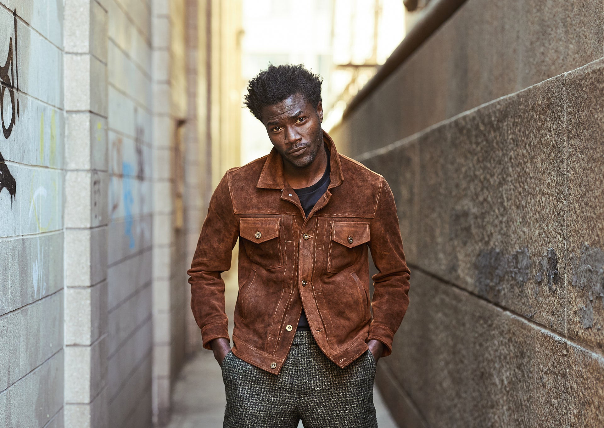 brown leather trucker jacket made with suede leather – Satchel & Page