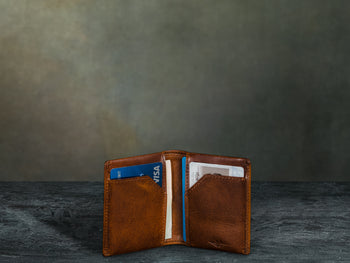 leather card sleeve Leather Card Wallet, Men's Brown Leather Card Wallet from Satchel & Page