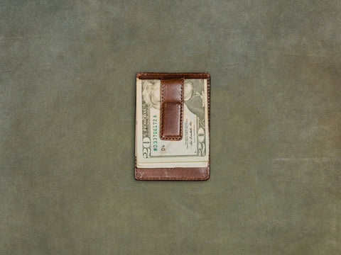 leather money clip with magnetic bill fold