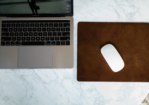 brown leather mousepad for iMac