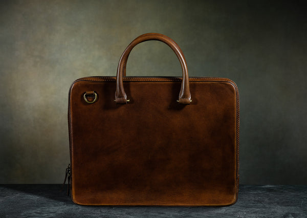 Brown Leather Classic Briefcase - Satchel & Page Men's Briefcase