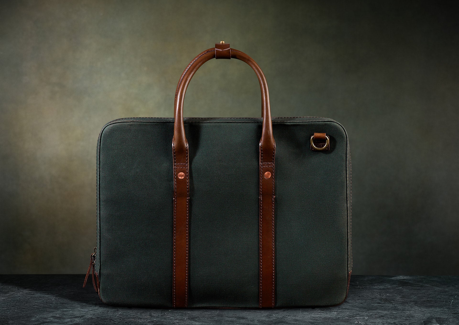 Bennett Winch Canvas Briefcase Olive at CareOfCarl.com