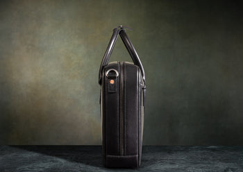 Black Leather Zippered Briefcase - Satchel & Page Men's