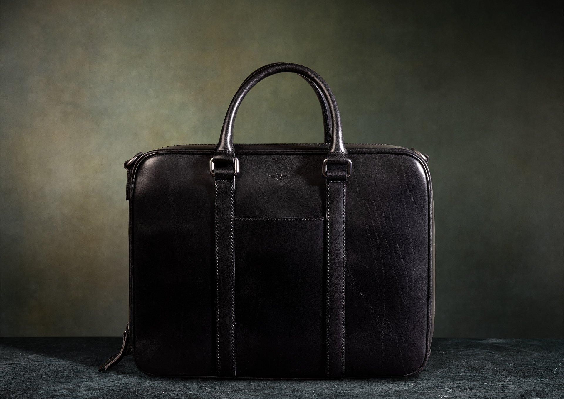 Black Leather Classic Briefcase - Satchel & Page Men's Briefcase