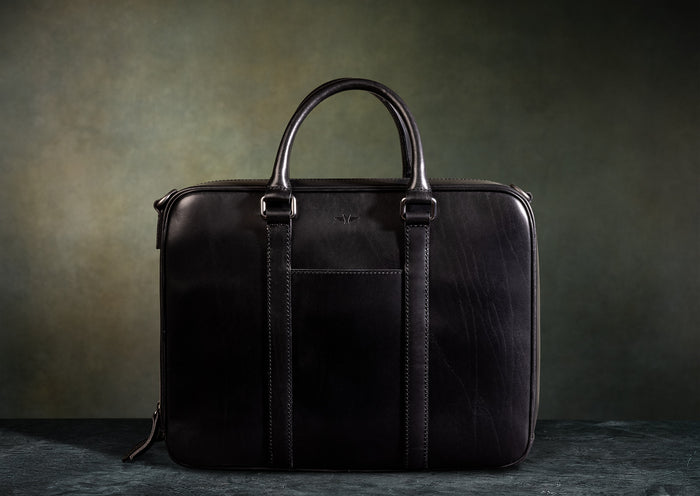 black leather briefcase backpack Small Portrait The Leather Satchel Co. (INT'L) For comfort and convenience Men's Black Leather Laptop Backpack