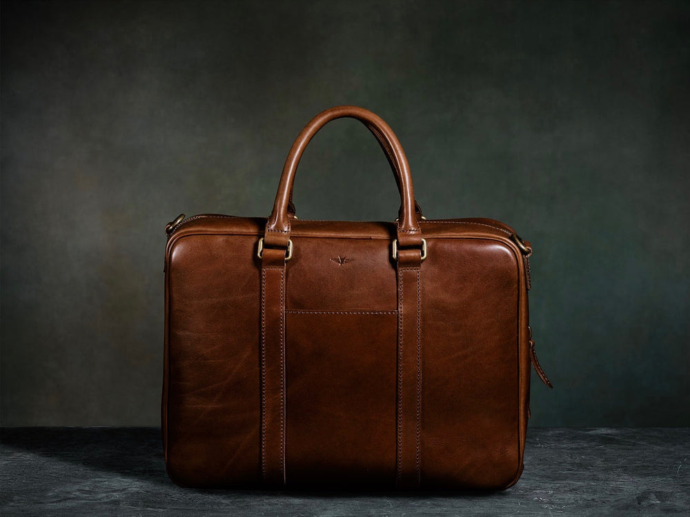 Brown Leather Classic Briefcase Satchel Page Men s Briefcase