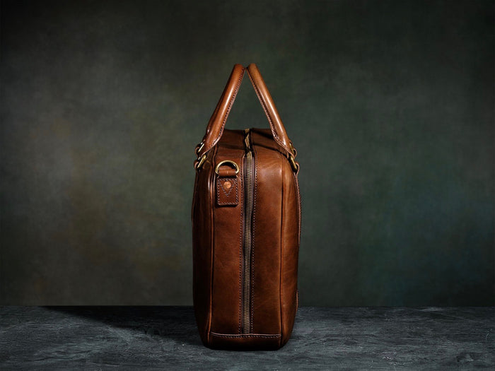 Brown Leather Classic Briefcase - Satchel & Page Men's Briefcase
