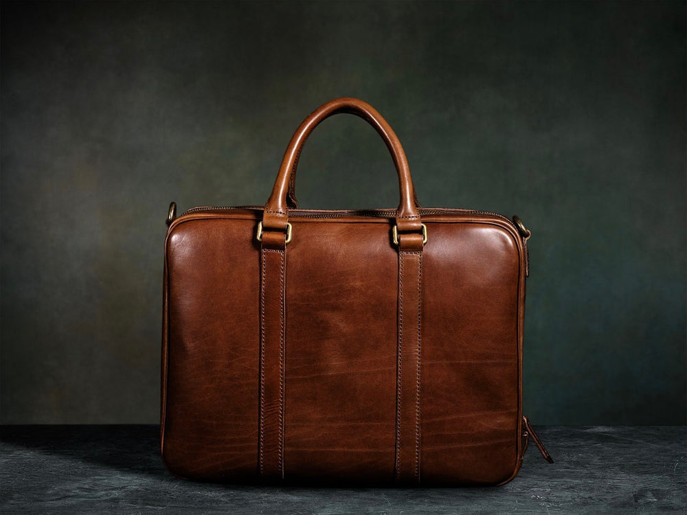Brown Leather Classic Briefcase - Satchel & Page Men